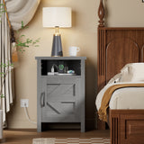 Devoko Farmhouse Nightstand with Storage Shelves, White Nightstand