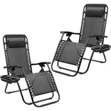 Vineego 2 Pack Patio Zero Gravity Chair Outdoor Lounge Chaise Folding Steel Chair 2 Capacity- Black