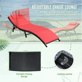 Vineego 3 Pieces Patio Outdoor Chaise Lounge Chair Clearance Outdoor Furniture Set PE Rattan Adjustable Folding Pool Lounge Chair