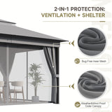 Vineego 10×13 ft Outdoor Pop Up Gazebo with Mosquito Netting，Double Roof Gazebo with Double Curtains for Backyard, Garden and Patio