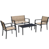 Vineego 3 Pieces Patio Furniture Set Textilene Bistro Set Outdoor Conversation Set Modern Porch Furniture Lawn Chairs with Coffee Table, Black