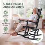 Devoko Outdoor Rocking Chair Set of 2, Solid Acacia Wood Patio Rocking Chairs with High Backrest, Porch Rocker for Patio Garden Balcony