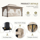 Vineego 10×13 ft Outdoor Pop Up Gazebo with Mosquito Netting，Double Roof Gazebo with Double Curtains for Backyard, Garden and Patio