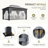 Vineego 10×13 ft Outdoor Pop Up Gazebo with Mosquito Netting，Double Roof Gazebo with Double Curtains for Backyard, Garden and Patio