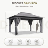 Vineego 10×13 ft Outdoor Pop Up Gazebo with Mosquito Netting，Double Roof Gazebo with Double Curtains for Backyard, Garden and Patio