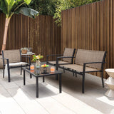 Vineego 3 Pieces Patio Furniture Set Textilene Bistro Set Outdoor Conversation Set Modern Porch Furniture Lawn Chairs with Coffee Table, Black