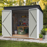 Devoko 8'x6' Patio Metal Storage Shed with Lockable Door,Outdoor Steel Tool Storage Shed for Backyard and Garden