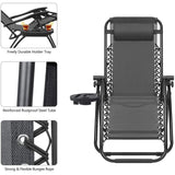 Vineego 2 Pack Patio Zero Gravity Chair Outdoor Lounge Chaise Folding Steel Chair 2 Capacity- Black