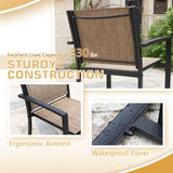 Vineego 3 Pieces Patio Furniture Set Textilene Bistro Set Outdoor Conversation Set Modern Porch Furniture Lawn Chairs with Coffee Table, Black