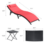 Vineego 3 Pieces Patio Outdoor Chaise Lounge Chair Clearance Outdoor Furniture Set PE Rattan Adjustable Folding Pool Lounge Chair
