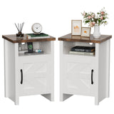 Devoko Farmhouse Nightstand with Storage Shelves, White Nightstand