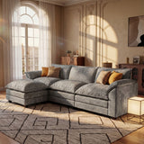 Devoko 119" 3-Seat Modular Sectional Sofa, L-Shaped Cloud Couch with Movable Ottoman for Living Room, Upholstered Sofa
