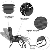Vineego 2 Pack Patio Zero Gravity Chair Outdoor Lounge Chaise Folding Steel Chair 2 Capacity- Black
