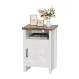 Devoko Farmhouse Nightstand with Storage Shelves, White Nightstand