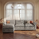 Devoko 119" 3-Seat Modular Sectional Sofa, L-Shaped Cloud Couch with Movable Ottoman for Living Room, Upholstered Sofa