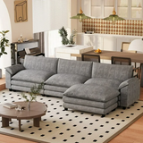 Devoko Modular Sectional Sofa L-Shape Chenille Fabric Sofa Couch with Mobile Ottoman