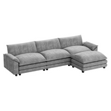 Devoko Modular Sectional Sofa L-Shape Chenille Fabric Sofa Couch with Mobile Ottoman