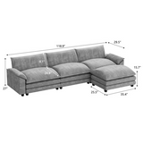 Devoko Modular Sectional Sofa L-Shape Chenille Fabric Sofa Couch with Mobile Ottoman