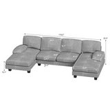 Devoko U-Shaped Sectional Sofa with Double Chaise 4-Seat Modular Sofa Couch for Living Room