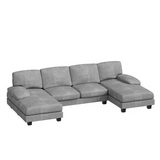 Devoko U-Shaped Sectional Sofa with Double Chaise 4-Seat Modular Sofa Couch for Living Room