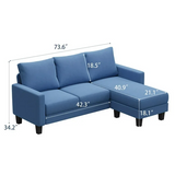 Devoko 70.8" L-Shaped Sectional Sofa with Ottoman Ergonomic Support Sofa Couch for Small Spaces Living Room, Apartment