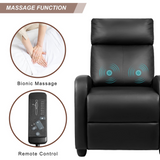 Devoko Massage Recliner Chair Home Theater Seating Pu Leather Modern Living Room Chair Furniture with Padded Cushion Reclining Sofa Chairs (Black)