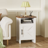 Devoko Farmhouse Nightstand with Storage Shelves, White Nightstand