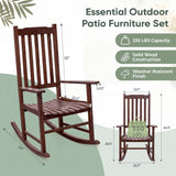 Devoko Outdoor Rocking Chair Set of 2, Solid Acacia Wood Patio Rocking Chairs with High Backrest, Porch Rocker for Patio Garden Balcony