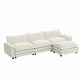 Devoko Modular Sectional Sofa L-Shape Chenille Fabric Sofa Couch with Mobile Ottoman