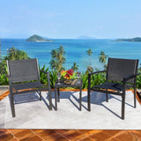 Vineego 3 Pieces Patio Furniture Set Textilene Bistro Set Outdoor Conversation Set Modern Porch Furniture Lawn Chairs with Coffee Table, Black