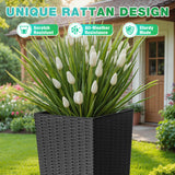 Vineego 24" Tall Planters for Outdoor Plants Set of 2, Woven-Textured Outdoor Plant Pots for Patio, Front Porch