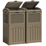 Vineego All-Weather use Trashbin with Lid, Patio Resin Hideaway Trash Can with Waterproof for Backyard
