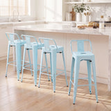 Devoko 30 Inch Metal Bar Stools, Stackable with Removable Back for Indoor & Outdoor Counter Stools Set of 4