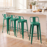 Devoko 30 Inch Metal Bar Stools, Stackable with Removable Back for Indoor & Outdoor Counter Stools Set of 4