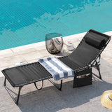 Devoko Foldable Lounge Chaise 12 inch High 5-Position Adjustable Patio Lounge Chair Beach Pool Chaise