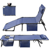 Devoko Foldable Lounge Chaise 12 inch High 5-Position Adjustable Patio Lounge Chair Beach Pool Chaise