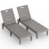 Vineego Set of 2 Patio Outdoor Chaise Lounge Chair Recliner with Adjustable Backrest, Light Taupe
