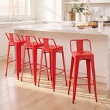 Devoko 30 Inch Metal Bar Stools, Stackable with Removable Back for Indoor & Outdoor Counter Stools Set of 4