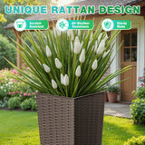 Devoko 24" Tall Planters for Outdoor Plants Set of 2, Woven-Textured Outdoor Plant Pots for Patio, Front Porch