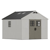 Devoko 10x10 FT Resin Storage Shed with Floor, Large Outdoor Plastic Sheds Outside,Garden Shed with Lockable Door & Windows, Multipurpose Tool Storage Shed for Patio Lawn Backyard, Beige