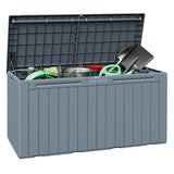 Devoko 99 Gallon Deck Box, Outdoor Storage Container with Lockable Lid, Waterproof Resin Storage Bin for Patio Cushions, Garden Tools & Pool Supplies