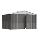 Devoko 10'x10' Patio Metal Storage Shed Outdoor Storage Shed with Lockable Door Tool Storage Shed for Backyard,Brown