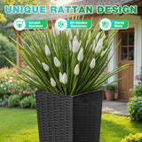 Devoko 24" Tall Planters for Outdoor Plants Set of 2, Woven-Textured Outdoor Plant Pots for Patio, Front Porch