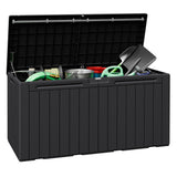 Devoko 99 Gallon Deck Box, Outdoor Storage Container with Lockable Lid, Waterproof Resin Storage Bin for Patio Cushions, Garden Tools & Pool Supplies