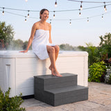 Devoko Heavy Duty Hot Tub Steps , 600 lbs Weight Capacity, Weather-Resistant Pool Stool, Multi-Use for Porch and More
