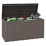 Devoko 99 Gallon Deck Box, Outdoor Storage Container with Lockable Lid, Waterproof Resin Storage Bin for Patio Cushions, Garden Tools & Pool Supplies