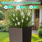 Devoko 24" Tall Planters for Outdoor Plants Set of 2, Woven-Textured Outdoor Plant Pots for Patio, Front Porch