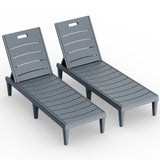 Vineego Set of 2 Patio Outdoor Chaise Lounge Chair Recliner with Adjustable Backrest, Light Taupe