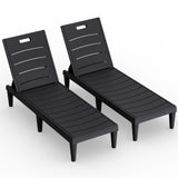 Vineego Set of 2 Patio Outdoor Chaise Lounge Chair Recliner with Adjustable Backrest, Light Taupe