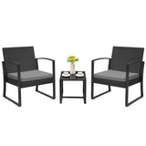 Devoko 3 Pieces Outdoor Plastic Bistro Set Patio Conversation Set with Cushion and Table, Black